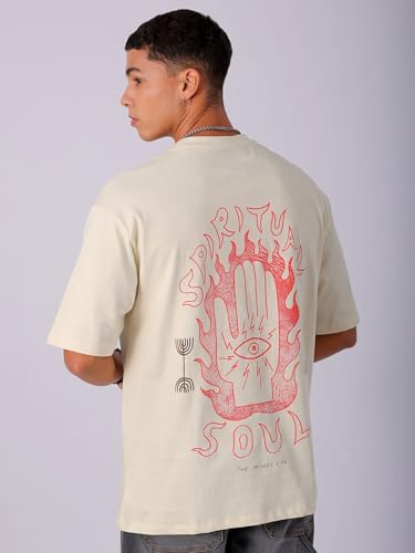 The Indian Garage Co Men Boxy Oversized Graphic Back Printed Round Neck Tshirt