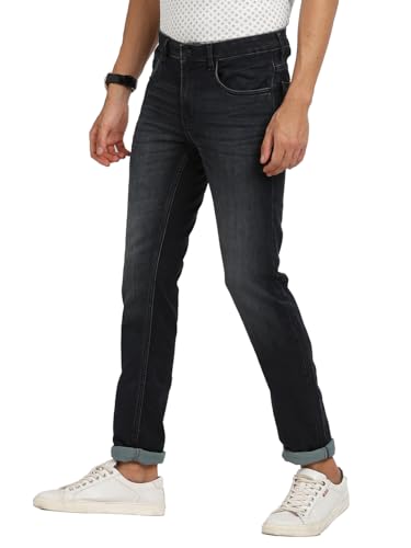 Turtle Men Cotton Stretch Solid Narrow Fit Black Jeans