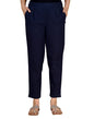 Digital Shopee Cotton Women Trouser Pant Use For Formal Office High Waist For Wide Leg Ankle Length Straight Pencil Pant (Navy B
