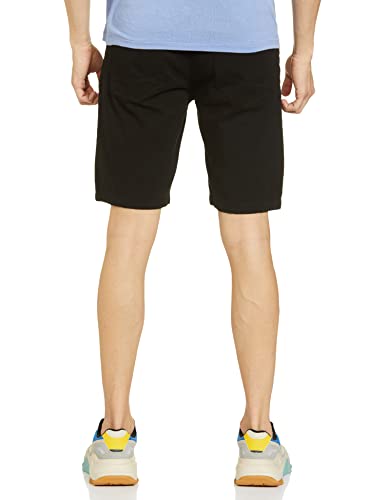 The Indian Garage Co Men Slim Fit Solid Mid-Rise Chino Shorts Black