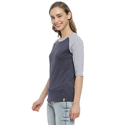 Campus Sutra Womens Grey Colour-Blocked Full Sleeve Regular Fit Top for Casual Wear | Structured Top Crafted with Comfort Fit a