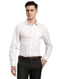 Turtle Men 100% Cotton White Self Design Slim Fit Formal Shirt