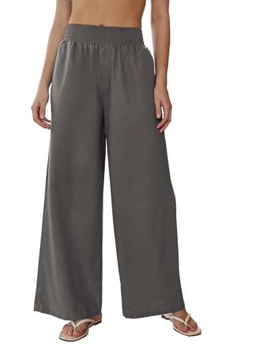 Bewakoof Womens Solid Regular Fit Cotton Linen Blend Casual Pants_677743_Grey_38