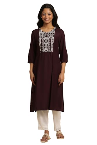 W for Woman Women's Viscose Solid Regular Kurta (24FESTW10951-603727)
