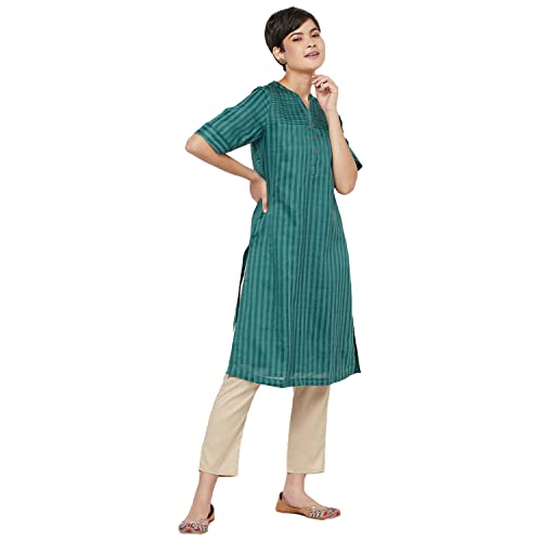 Fabindia Women Silk Straight Knee Length Kurta Cotton_Peach