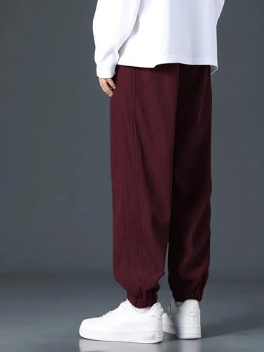 Greciilooks MenS Lycra Cargo Track Pants  Loose Fit Joggers For Men | Korean Style Travel & Lounge Wear With Pockets Maroon