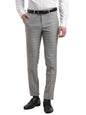 Turtle Men Poly Viscose Checkered Ultra Slim Fit Grey Formal Trouser