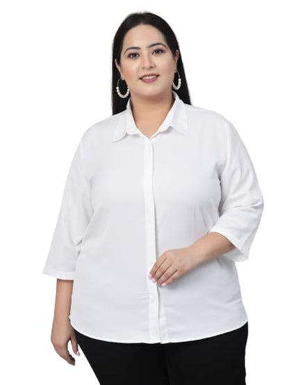 Style Quotient Plus Women White Solid Formal Shirt