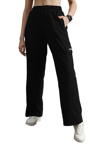 Hubberholme Women Black Smart Casual Summer Cotton Regular Fit Solid Trousers_26