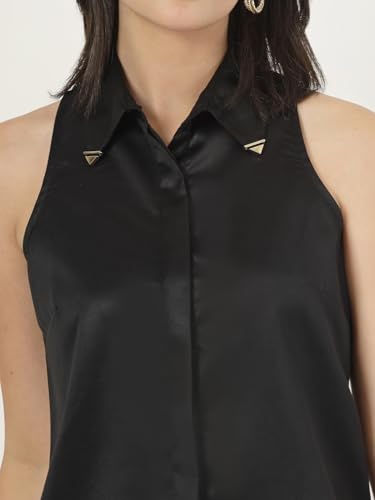 Style Quotient Women Black Satin Incut Shirt