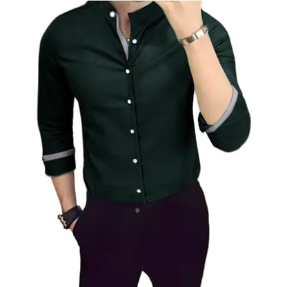 Tee Projekt Mens Shirt Solid Cotton Long Sleeve Button Down Beach l Office l Home (Pack of 1)