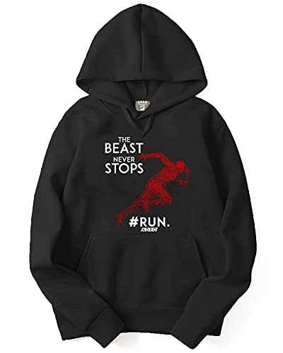ADRO Men's Cotton Hooded Hoodie (H-B-STO-BL_Black_XL)