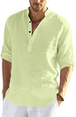 Hemadhav MenS Regular Fit Cotton Blend Casual Kurta Light Yellow