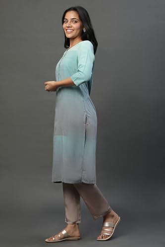 Aurelia Women? Yarn Dyed Printed Straight Kurta | Round Neck Kurta for Women | Yarn Dyed Printed Kurta for Women | Beautiful Regular Fit Kurta for Women