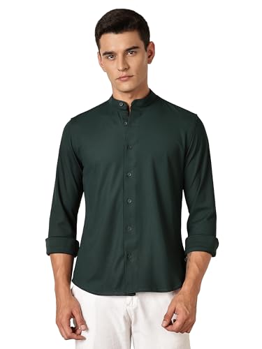 Thomas Scott Mens | Premium | Mandarin Collar | Slim Fit | Long Sleeves | 4 Way Stretch | Coolmax | Knitted | Casual | Shirts f
