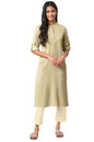 Aurelia Women's Beige Solid Rayon Straight Kurta and Trouser Set (Size: XS)-ONVAS11444-214853