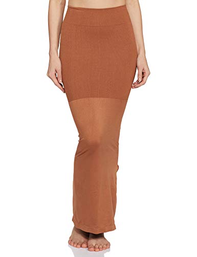 Clovia Womens Petticoat Style Saree Shapewear with Side Slit (SW0023A24_Brown_L)