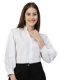 Style Quotient Women Solid White Polycotton Formal V Neck Shirt
