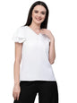 Style Quotient Women White Solid Polyester Smart Casual Top