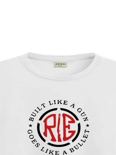 ADRO Men's Solid Regular Fit T-Shirt (RN24-BUL-WH_White