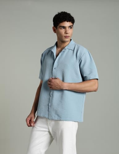 Fyltr MenS Solid Regular Fit Shirt (Fylss25Ms-1318_Blue Aura