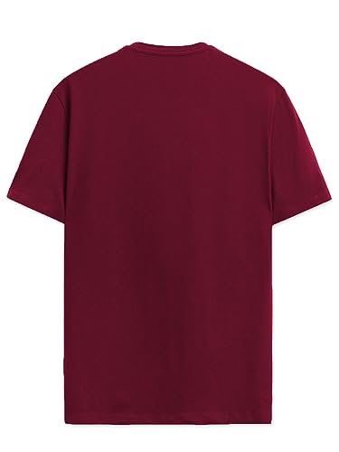 ADRO Graphic Printed T-Shirt for Men - 100% Cotton, Regular Fit, Soft Breathable Fabric. (RN23-M-98-MR_Maroon)
