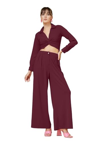 Oomph! WomenS Stretchable Lycra Top And Trouser Pant Set |Two Piece Co-Ord Set | Wester Wear Regular Fit | Stylish Multipurpose