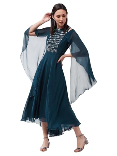 Miss Chase WomenS Relaxed Fit Round Neck Sleeveless Maxi Dress (Mcss25D93-48-83-06, Teal, Xl)