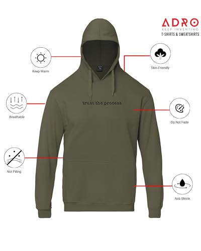 ADRO Mens Premium Cotton Fleece 340 GSM Printed Hoodies (H23-M-TRU-OL_Olive)
