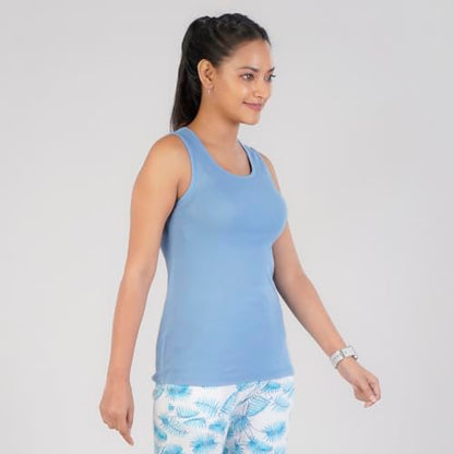 Rupa Colors Playsure Solid 100% Combed Cotton Rib Fabric, Womens Tank Top, Sleeveless Pack of 1
