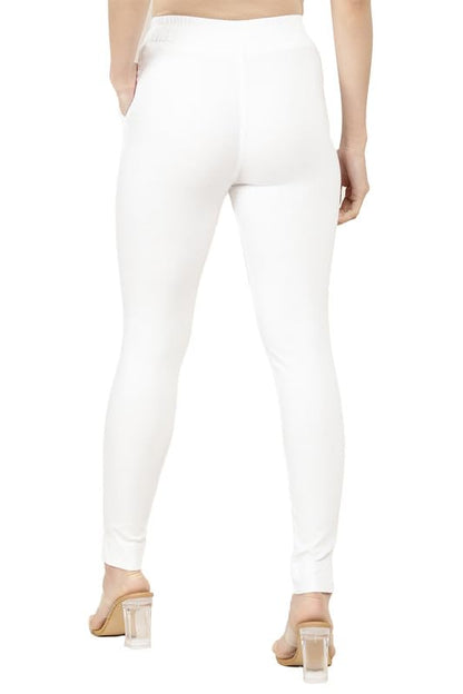 Soch Womens White Viscose Solid Ankle Length Pant