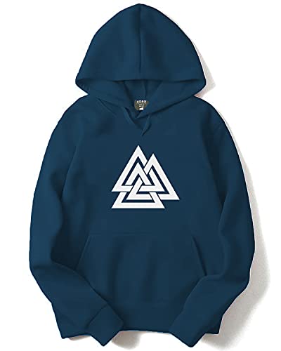 ADRO Men's Cotton Neck Hooded Sweatshirt (H21-M-TKT-SB_Teal_XL)