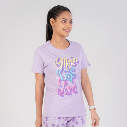 Rupa Colors Playsure Printed Cotton Blended Round Neck Womens T-Shirt, Short-Sleeve, Pack of 1