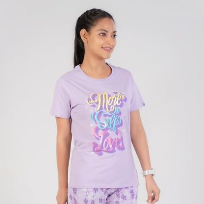 Rupa Colors Playsure Printed Cotton Blended Round Neck Womens T-Shirt, Short-Sleeve, Pack of 1