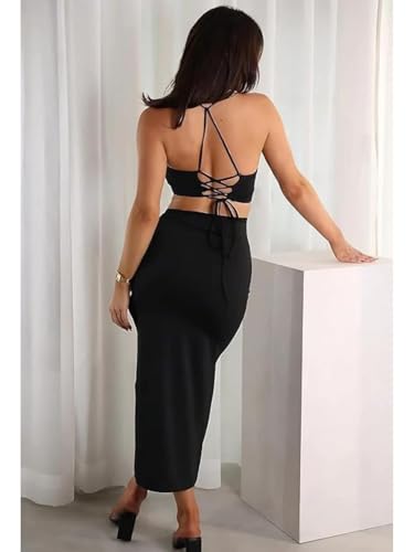 Greciilooks WomenS Poly Lycra Blend Solid Regular Western Co Set (Gl-W.Co-Ord Set-W2297&Sk529_Black