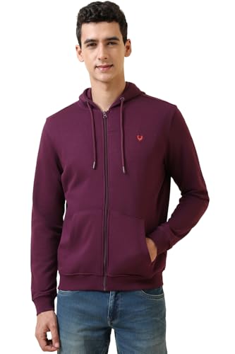 Allen Solly Men Relaxed Fit Solid Casual Cotton Polyester Hoodie