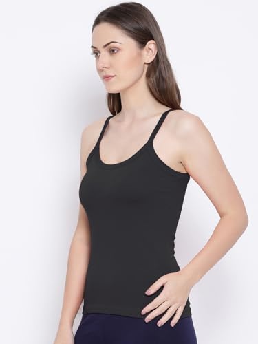 Rupa Softline Women Super Combed Cotton Camisole, Under-Shirt, Stretchable and Body-Hugging, Black,Pack of 3