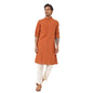 Fabindia MenS Cotton Printed Slim Kurta (1037104Rust_Rust