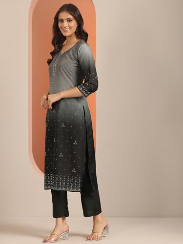 Libas Womens Embellished Muslin Straight Kurta With Trousers And Dupatta
