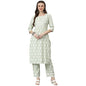 Stylum Women's Floral Print Rayon Kurta Pant Set (Mint Green)