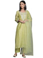 Varanga Floral Embroidered Regular Chanderi Silk Kurta with Trousers & Dupatta