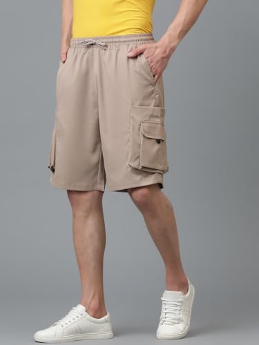 KOTTY Mens Cargo Shorts with Multiple Pockets  Ideal for Hiking & Adventure(Beige,S)