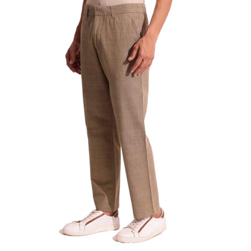 Fabindia MenS Straight Trousers (1039589Khaki_Khaki