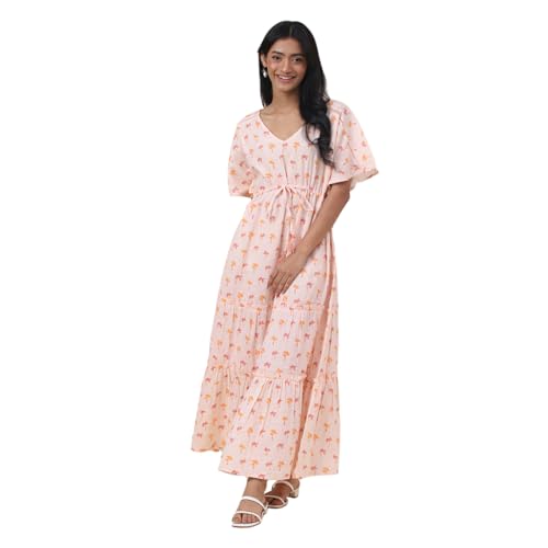 Fabindia WomenS Cotton Ankle Length Night Dress Nightgown (10723392_Pink_Xs)