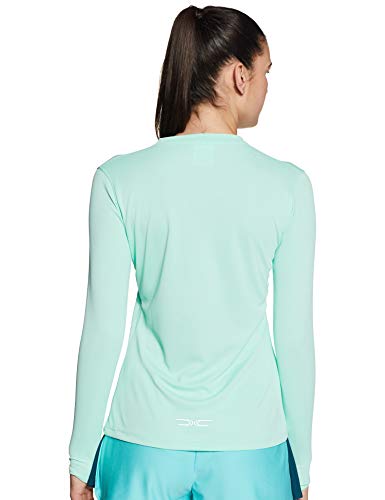 Campus Sutra Womens Mint Green Dri-Fit Crew Neck Full Sleeve T-Shirt Slim Fit for Casual Wear | Stylish Modern Clothing T-Shirt