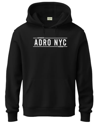 ADRO Men's Cotton Neck Hooded Sweatshirt (H24-ADRO-BL_Black