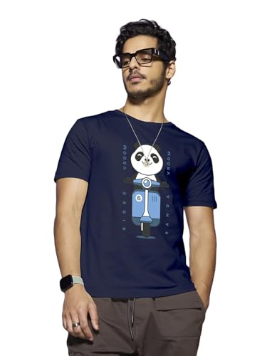 Bewakoof MenS Graphic Print Regular Fit Half Sleeve Round Neck Cotton T-Shirt Blue
