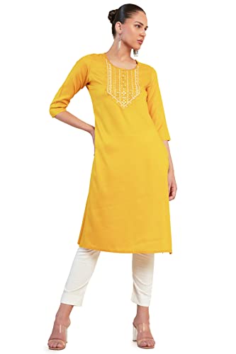Soch Women Yellow Rayon Embellished Kurta