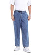 The Indian Garage Co Mens Barrel Loose Fit Solid Mid-Rise Jeans
