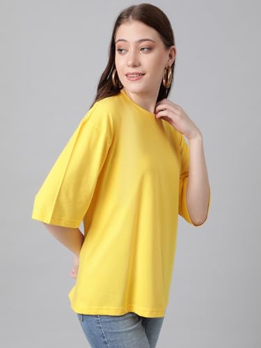 KOTTY Womens Cotton Blend Solid Oversized T-Shirts